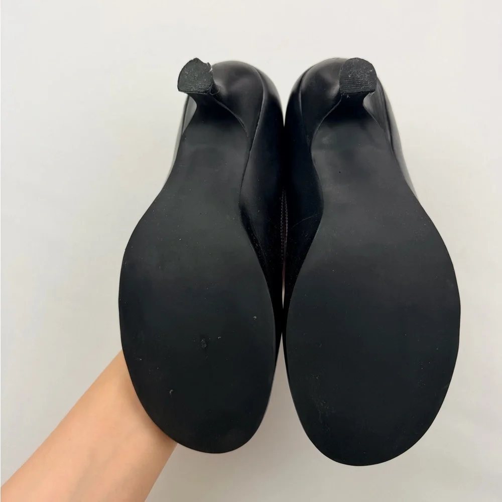 Steve Madden Volit Black Leather Kitten Heel Pumps Bow Detail Size 8B - Picture 8 of 10